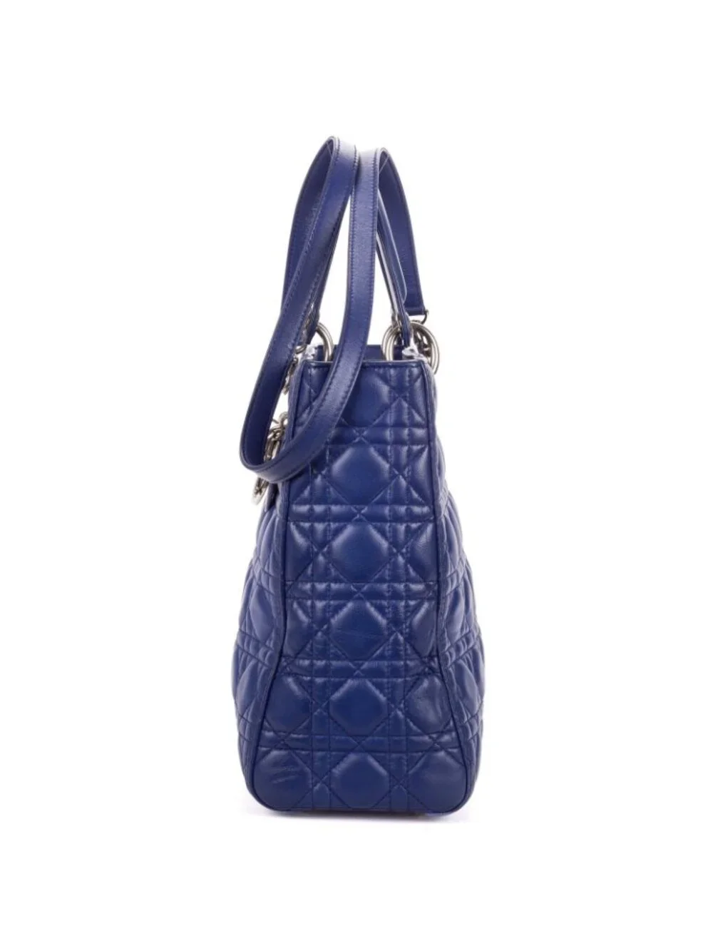 Dior Large Lady Dior Zip Blue Cannage Lambskin Leather Handbag